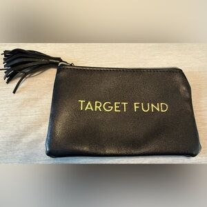 Black Coin Pouch with Gold Text “Target Fund”